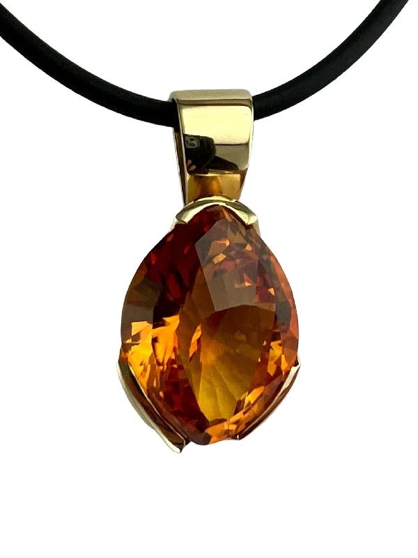 bridal necklaces for women -Fancy Cut Citrine Yellow Gold Pendant Necklace