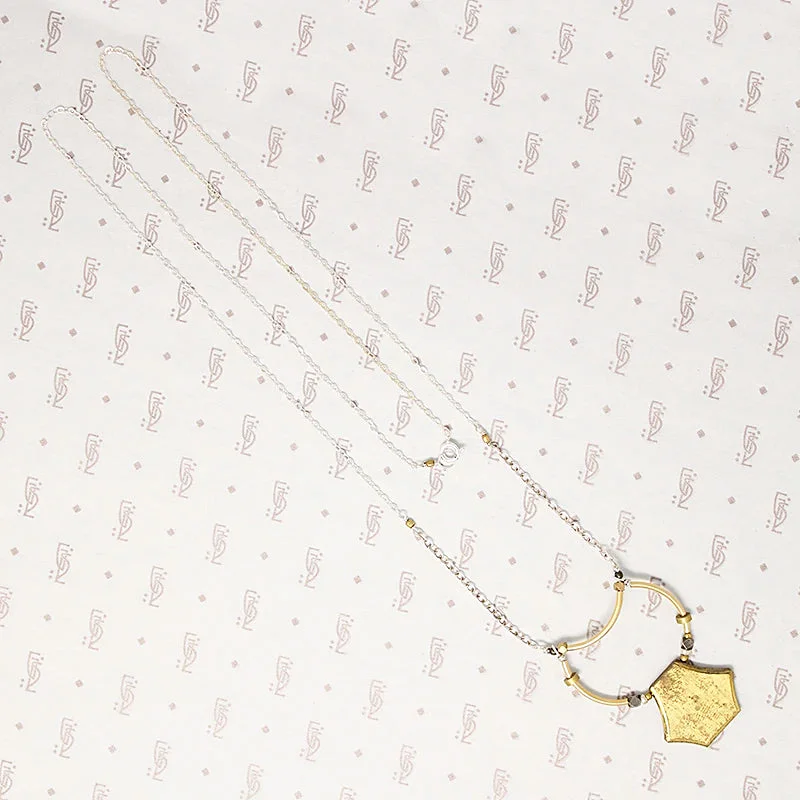 minimalist gold necklaces for women -Geometric Vintage Brass Necklace by Brin