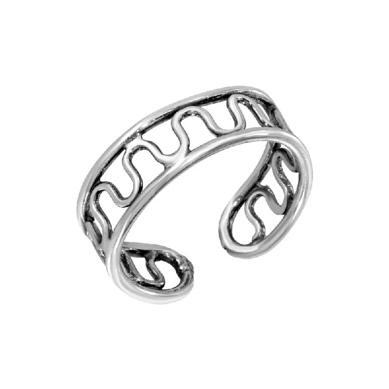 minimalistic silver rings for women -925 Sterling Silver Wave Wire Design Toe Ring - TR244-A