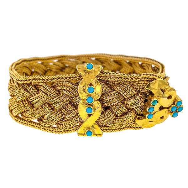 unique bangle designs for women -Victorian Turquoise Braided Bracelet