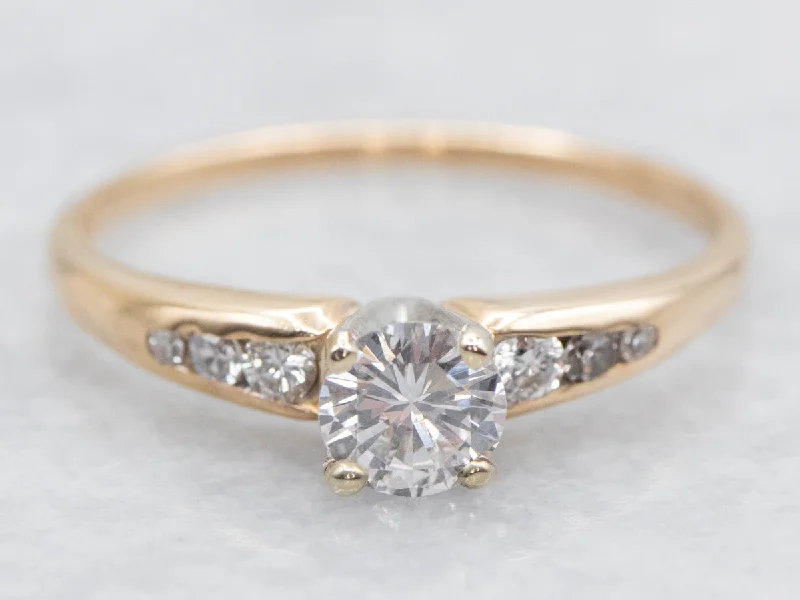 gold engagement rings for women -Round Brilliant Diamond Engagement Ring