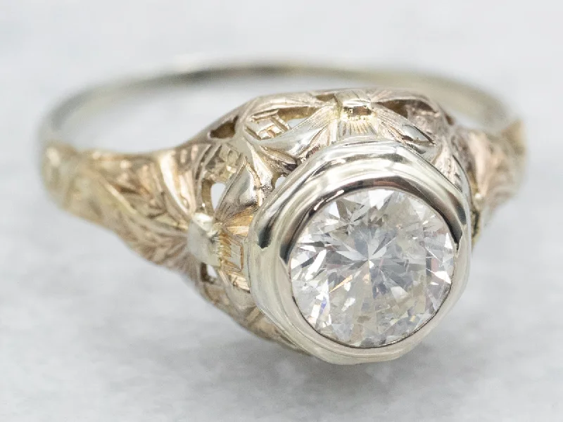 vintage engagement rings for women -Art Deco Diamond Solitaire Engagement Ring