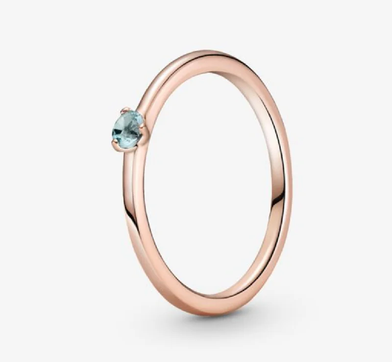 classic wedding rings for women -Pandora Rose Light Blue Solitaire CZ Ring