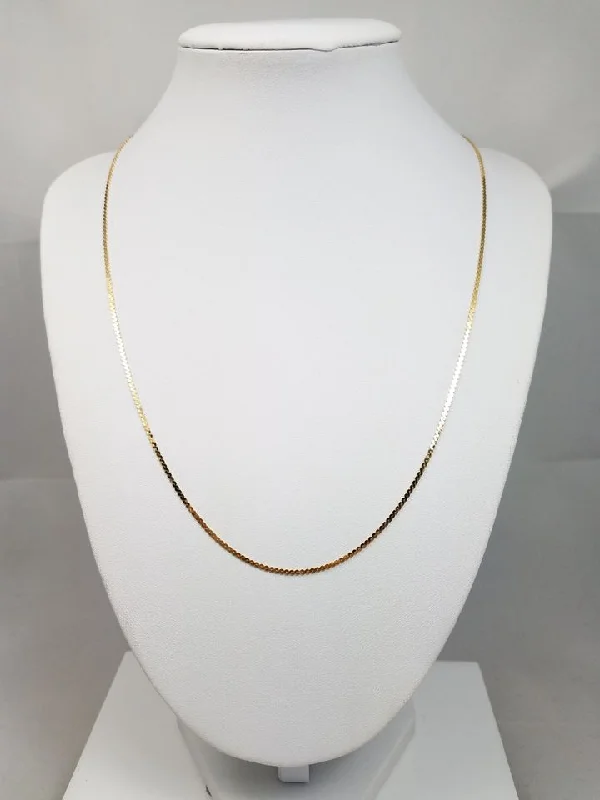 silver chain necklaces for women -Classic 19.75" Solid 14k Yellow Gold Serpentine Link Chain Necklace