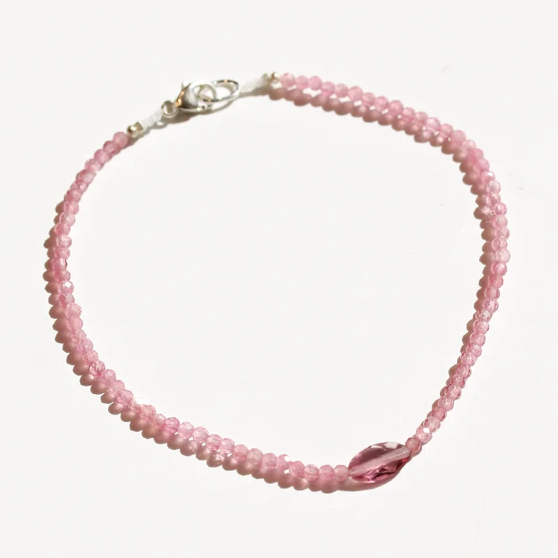 double bangle bracelets for women -Strawberry Quartz + Pink Tourmaline Bracelet No.25