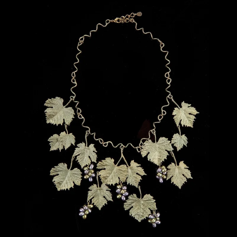 diamond necklaces for women -Grape Vines Necklace - Large Leaves