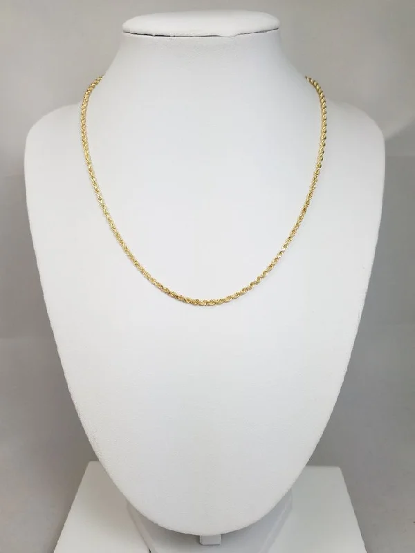 women’s heart necklaces -Classic 16" Solid 14k Yellow Gold Diamond Cut Rope Chain Necklace