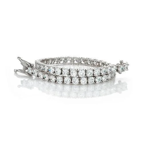 bracelet stack for women -Round Brilliant tennis bracelet with 9.52 carats* of diamond simulants in 10 carat white gold