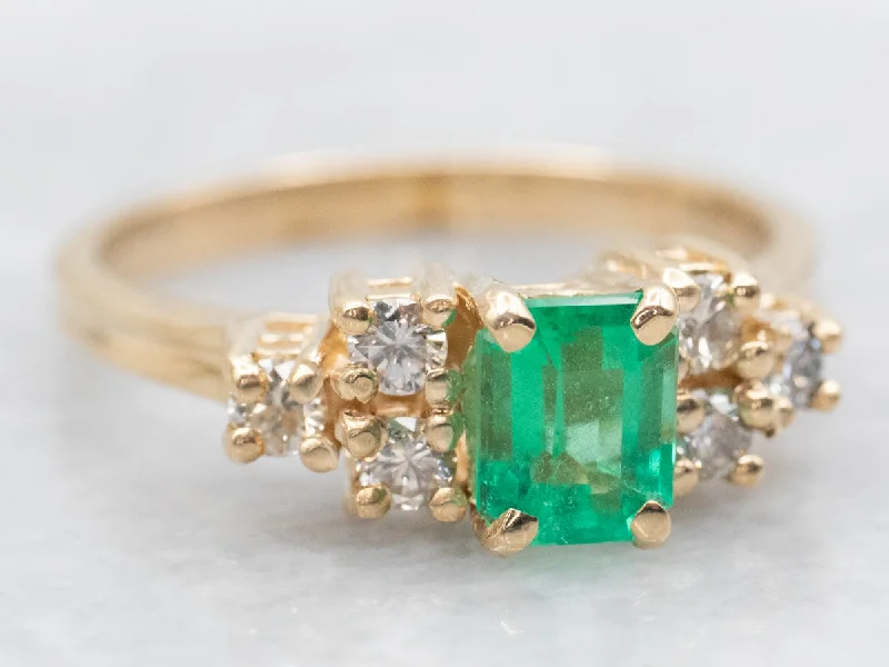 custom-designed engagement rings -Classic Emerald and Diamond Engagement Ring