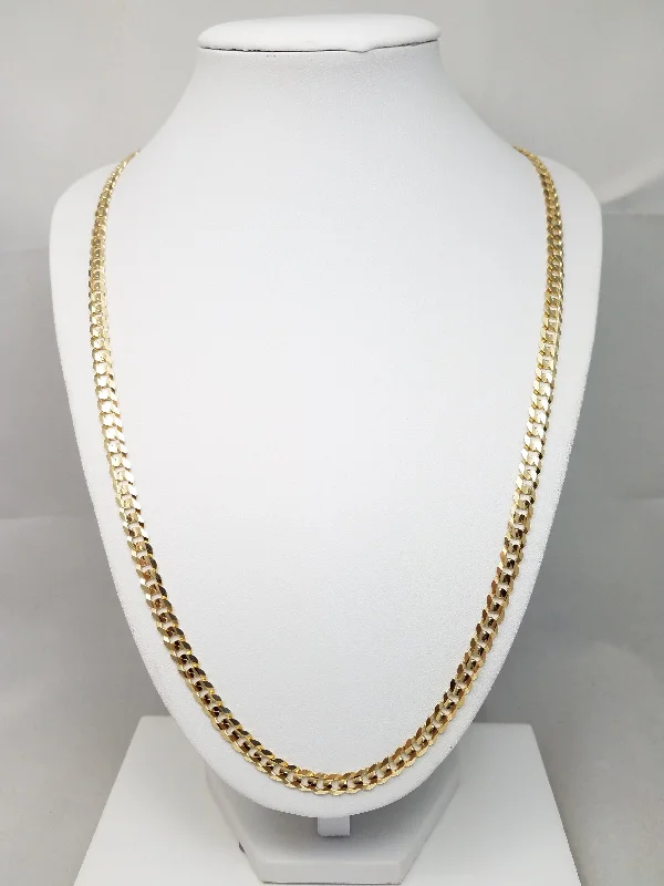 stylish chain necklaces for women -Gleaming 23.75" Solid 14k Yellow Gold Concave Curb Link Chain Necklace