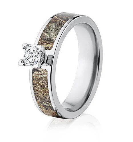 wedding ring sets for women -Realtree Max 4 Camo Engagement Ring - 1/2CT 6mm