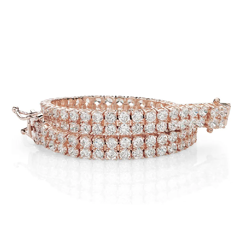 large bangles for women -Round Brilliant tennis bracelet with 12.54 carats* of diamond simulants in 10 carat rose gold