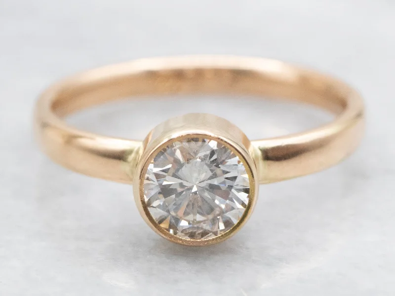 yellow gold engagement rings -Bezel Set Diamond Solitaire Engagement Ring