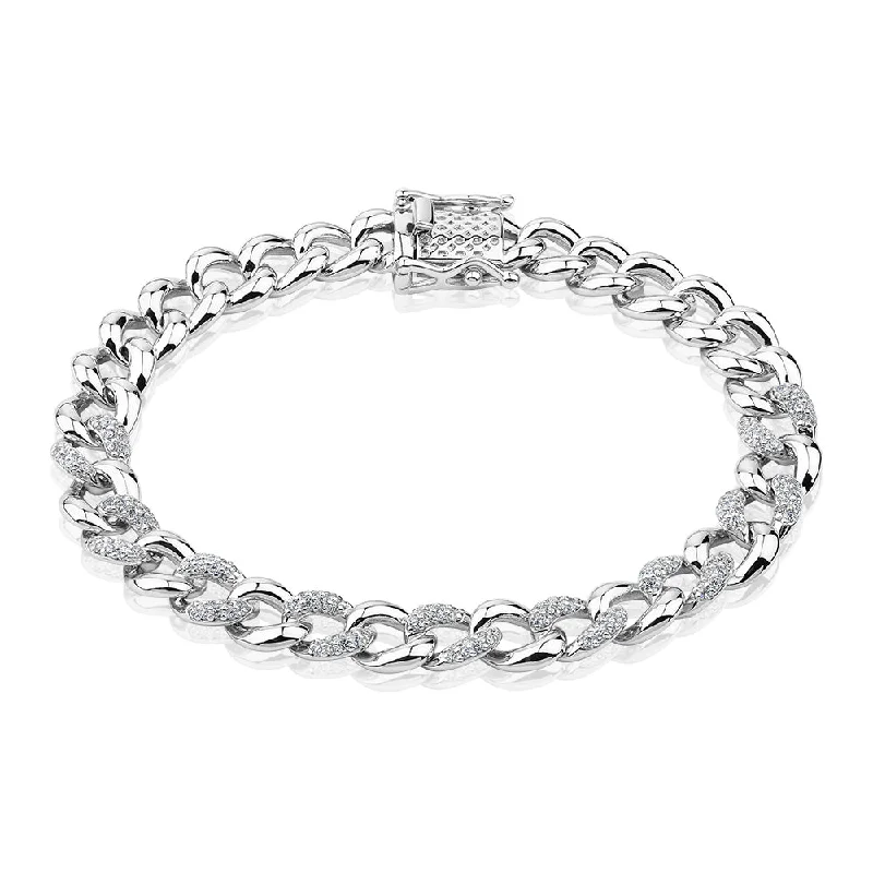 luxury bangles for women -Round Brilliant bracelet with 0.79 carats* of diamond simulants in sterling silver