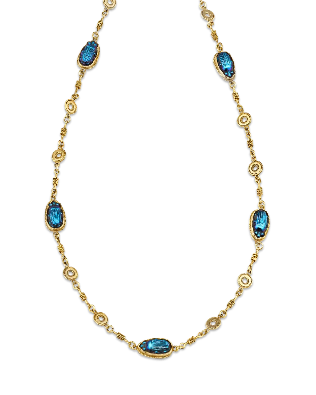 simple necklaces for women -Louis Comfort Tiffany Favrile Glass Scarab Necklace