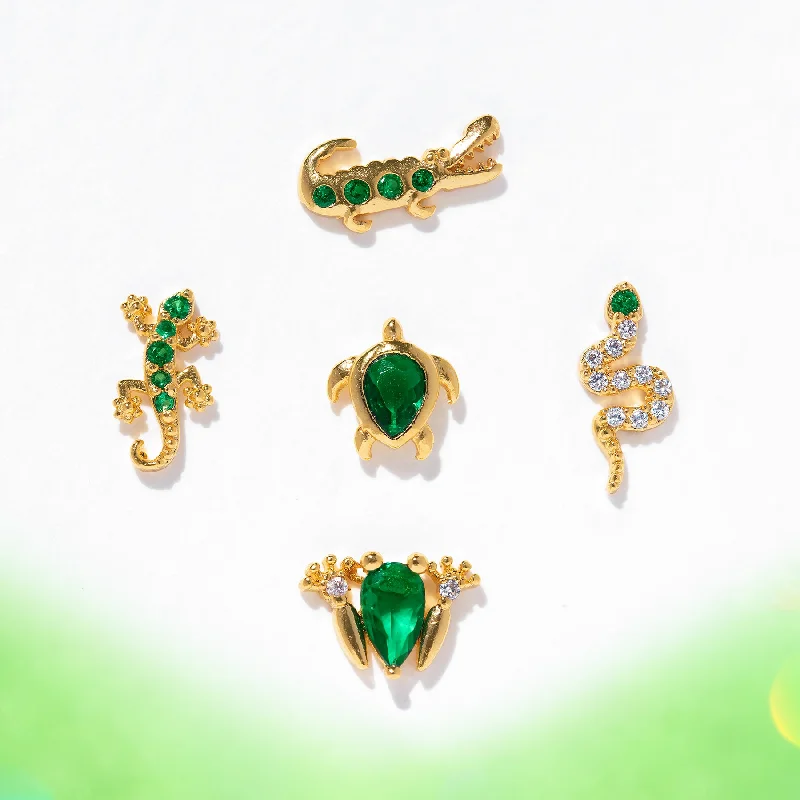 wedding earrings for women -Emerald Rainforest Stud Set