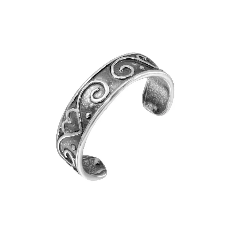 designer rings for women -925 Sterling Silver Calligraphy Curve Heart Toe Ring - TR199-A