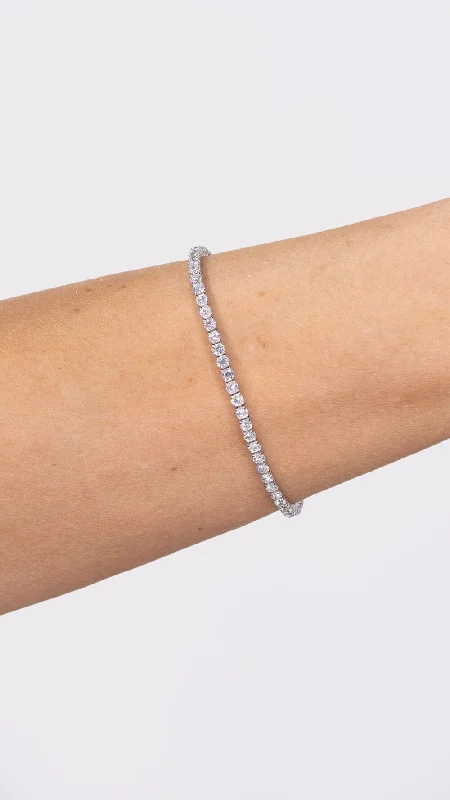 women’s thick bangles -4.14ct F+ VS+ Lab Diamond Tennis Bracelet 14k White Gold