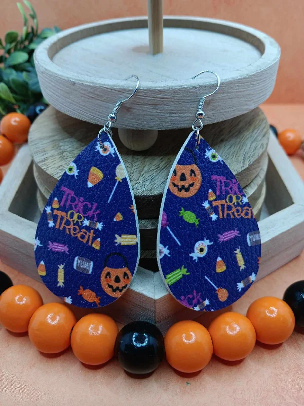 butterfly earrings for women -Blue Happy Halloween Earrings