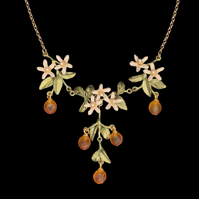 beautiful gemstone necklaces for women -Dainty Orange Blossom Necklace