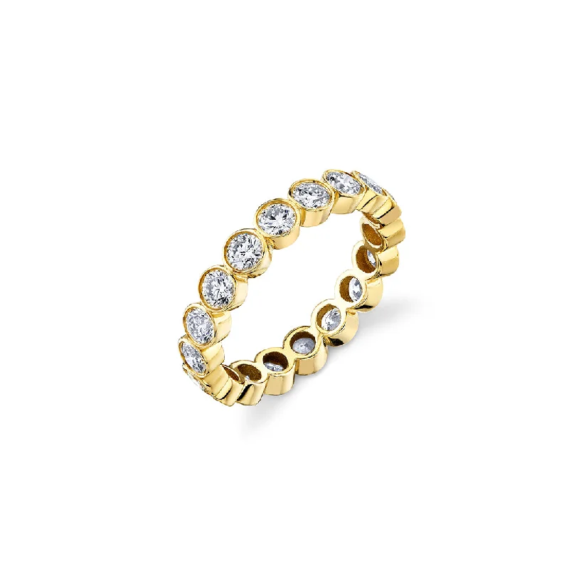 gold engagement rings for women -Gold & Diamond Large Bezel Eternity Ring