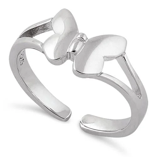 women’s custom wedding rings -Sterling Silver Plain Butterfly Toe Ring