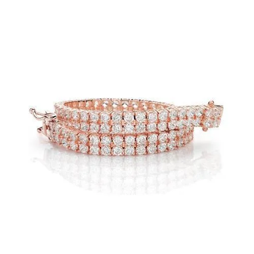 bangle and bracelet sets -Round Brilliant tennis bracelet with 13.86 carats* of diamond simulants in 10 carat rose gold