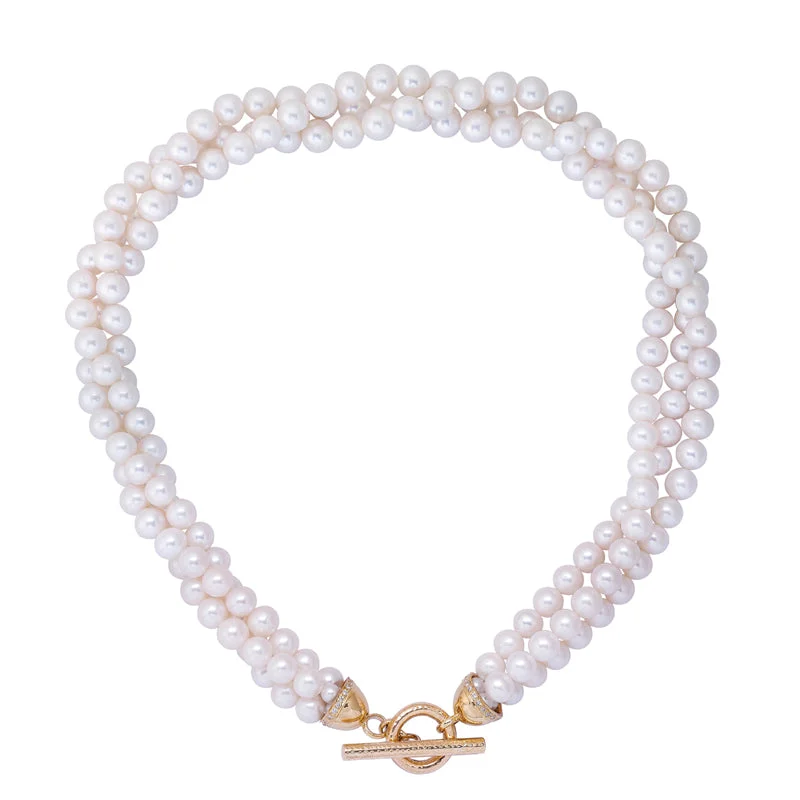 designer necklaces for women -Toggle Necklace - Pearl and Diamond