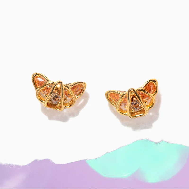 flower-shaped earrings for women -Croissant Studs