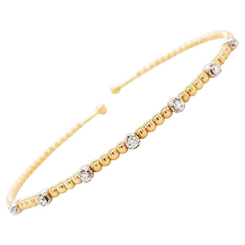 gold bangle bracelets for women -Diamond Cuff Flexible Bracelet