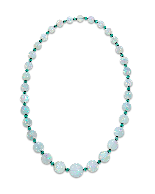 minimalist necklaces for women -Graduated Ethiopian Opal Necklace, 436.00 Carats