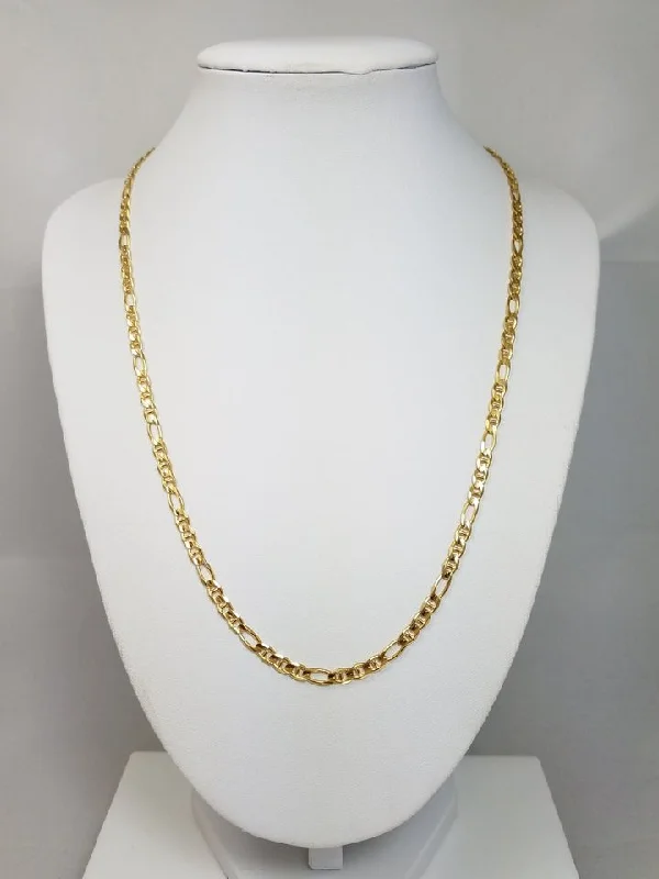 vintage style necklaces for women -Unique 20" Solid 14k Yellow Gold Figarucci Link Chain Necklace