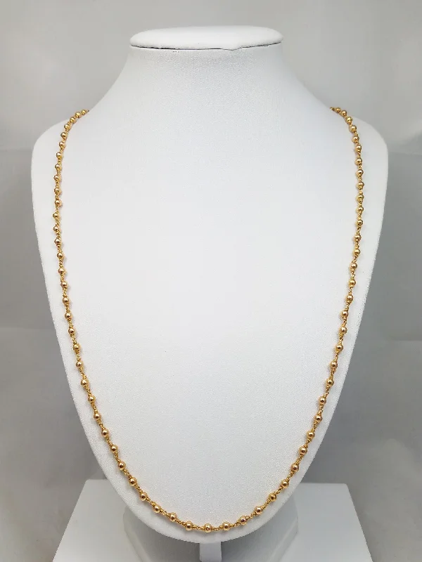 beautiful gemstone necklaces for women -Attractive 28" 18k Yellow Gold Continuous Beaded Necklace