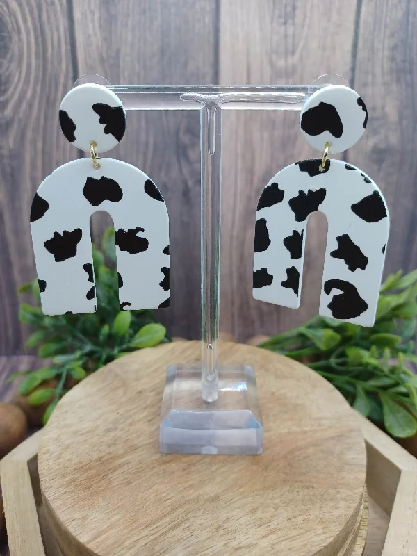 women’s chandelier earrings -Cow Print Earrings