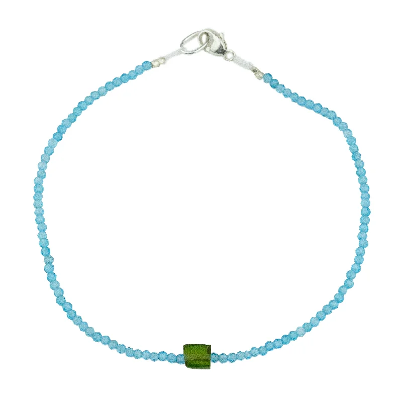 statement bangles for women -Apatite + Tourmaline Bracelet