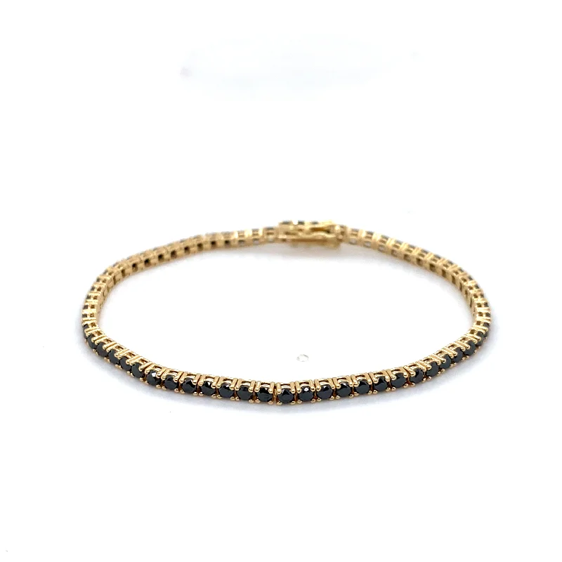 elegant bangle sets for women -14k Yellow Gold 4.45ct Black Diamond Tennis Bracelet 7"