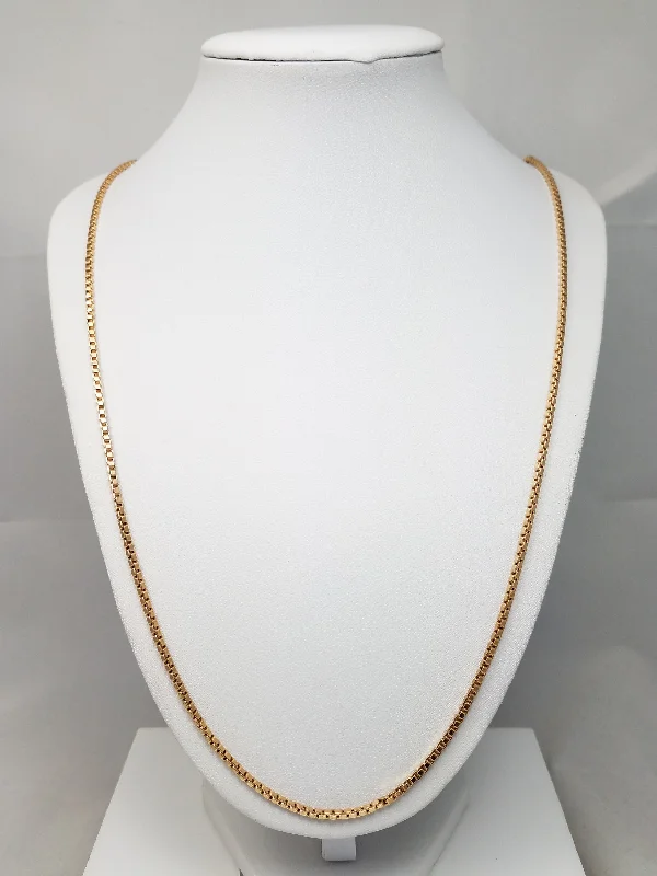 symbolic necklaces for women -18K Yellow Gold 32" Box Link Chain Necklace