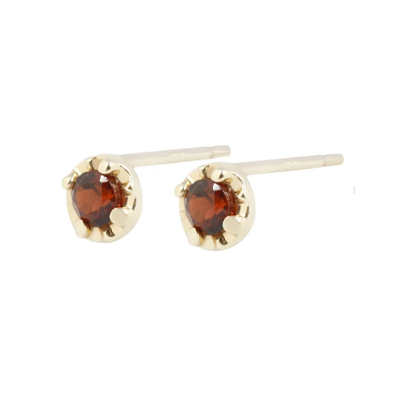 minimalistic earrings for women -Garnet prong studs