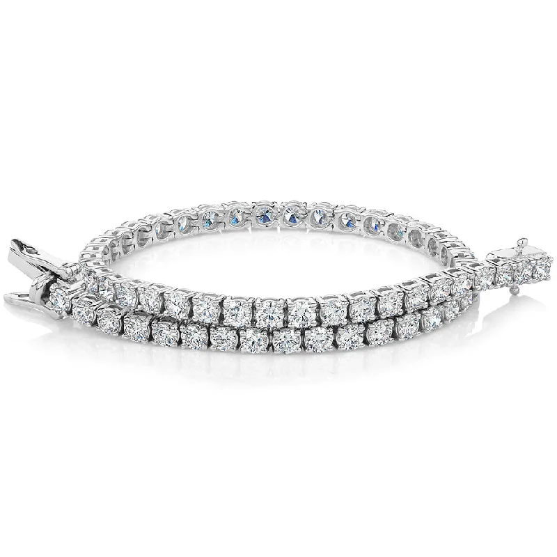 customized bangles for women -Premium Lab-Grown Diamond, 5 carat TW round brilliant tennis bracelet in 10 carat white gold