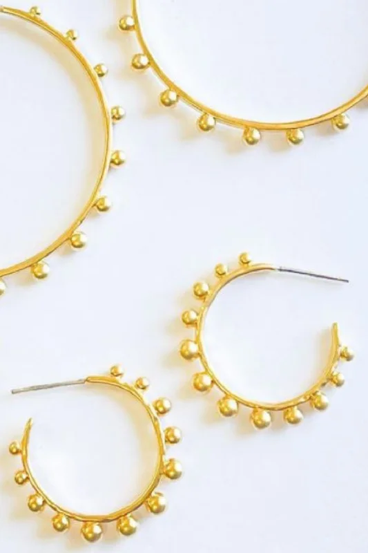 bridal earrings for women -STUDDED HOOP EARRINGS | MATTE GOLD