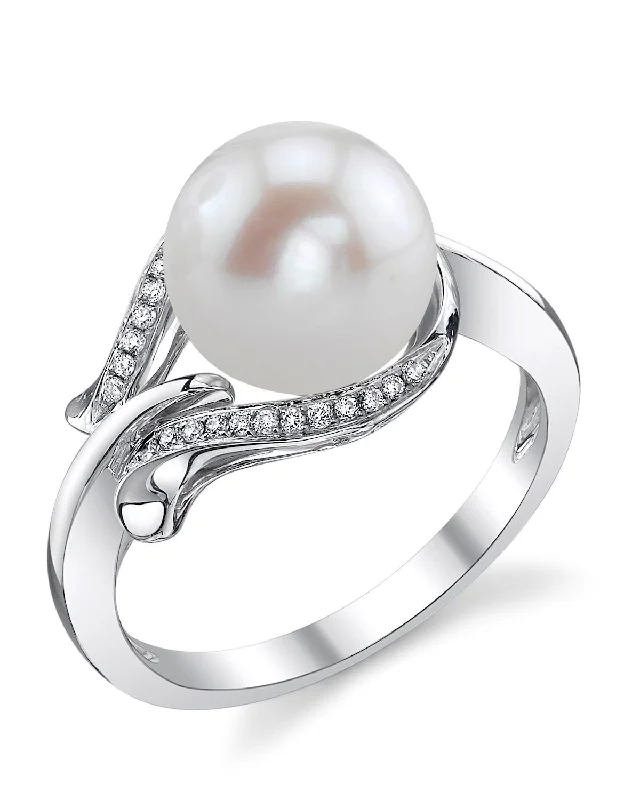 wedding anniversary rings for women -Freshwater Pearl & Diamond Willow Ring