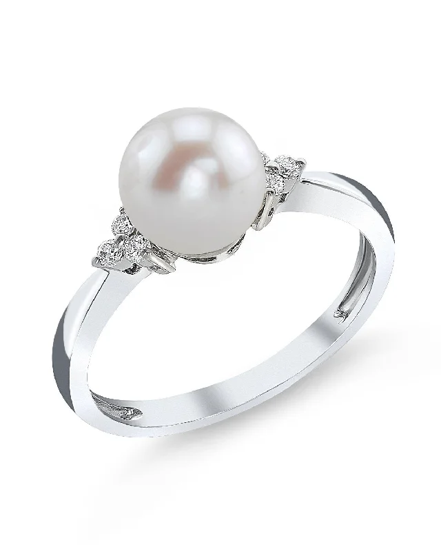 elegant rings for women -Freshwater Pearl & Diamond Grace Ring