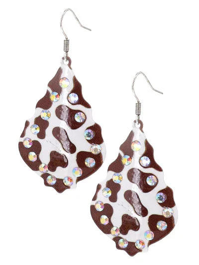 luxury crystal earrings for women -Cow Print Earrings