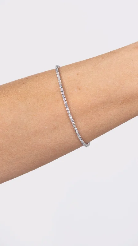 double bangle bracelets for women -2.00ct F+ VS+ Lab Diamond Tennis Bracelet 14k White Gold