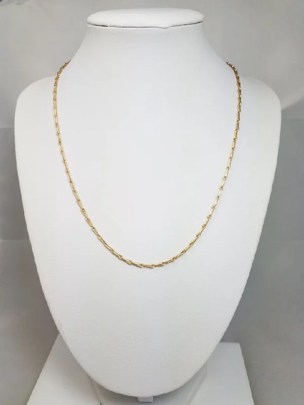 birthday gift necklaces for women -Striking 18" Solid 14k Yellow Gold Fancy Link Chain Necklace