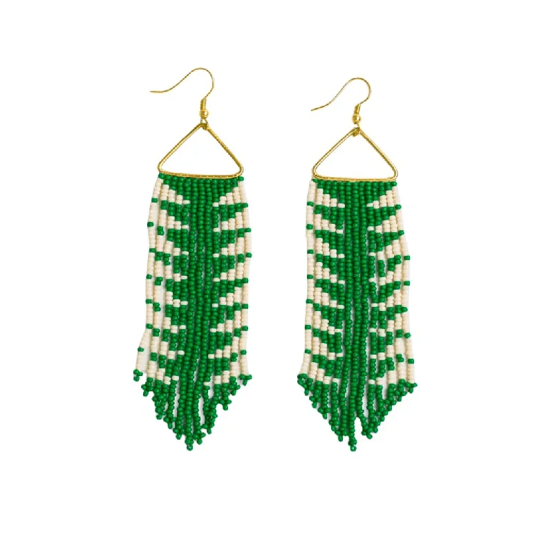 geometric diamond earrings for women -Ink and Alloy Emilie Arrow Beaded Fringe Earrings