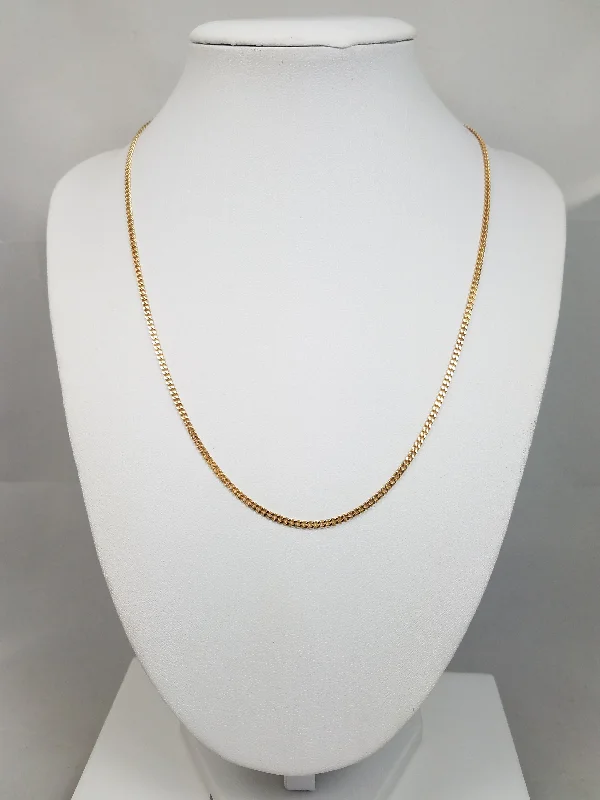 chunky necklaces for women -Petite 14k Yellow Gold Solid Curb Link 18" Necklace