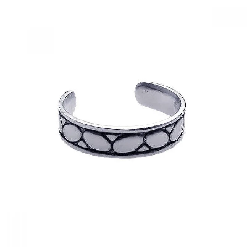 bold fashion rings for women -Silver 925 Rhodium Plated Rock Toe Ring - CZTR7