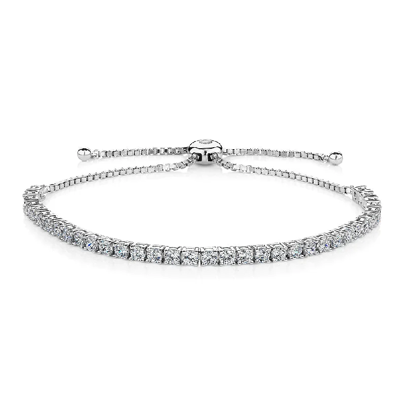 elegant bangle sets for women -Slider bracelet with 3.85 carats* of diamond simulants in sterling silver