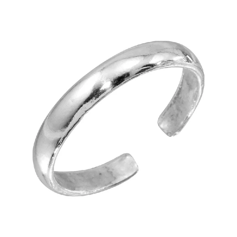 fashionable diamond rings for women -Silver 925 High Polished Plain Adjustable Toe Ring - TR119-A